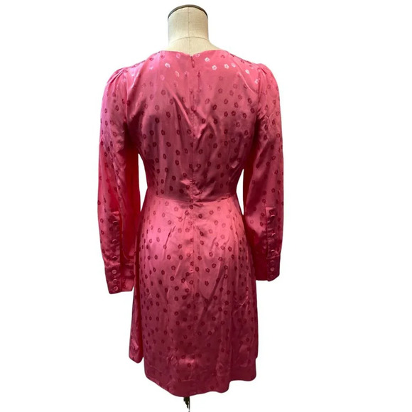 J. Crew‎ Crew Neck Polka Dot Long Sleeve Pink Dress - Picture 3 of 3